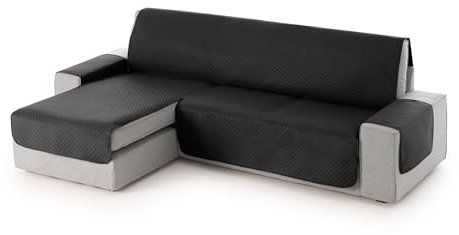 Textil-home Adele Chaise Longue Sofa Bezug, Schutz für Linke Arm Gesteppte Sofas. Größe -240cm. Farbe schwarz (Vorderansicht)