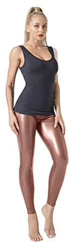 JOPHY & CO. Leggings Aderente Skinny Donna Bielastico Ecopelle Push-Up, Colori Lucidi (cod. 9810)