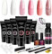 Phoenixy Poly Nail Gel Kit, 6 Colour Poly Nail Gels Set 15ML Clear Nude Pink Builder Nails Gel Nail Extension Basic Gifts Kits for Women