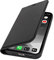 WIIUKA Hülle für iPhone 13, Deutsches Premium Leder, mit Kartenfach, extra Dünn, Handyhülle mit Standfunktion, Tasche Schwarz
