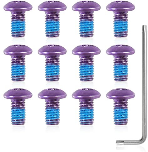 SPEEDWOX Lot de 12 vis de rotor de vélo, boulons de rotor de frein à disque M5 x 10 mm, boulons de rotor de VTT violet avec clé étoile T25 pour vélo de route VTT