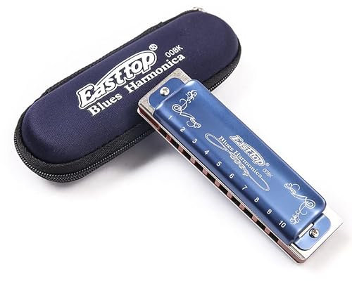 Blues-Mundharmonika mit 10 Löchern, 008 K, diatonische Blues-Mundharmonika, Paddy E mit Etui, professionellere Mundharmonika, 20 Töne für Anfänger, Studenten, Erwachsene und professionelle Spieler