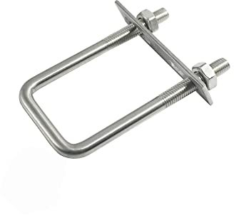 FOCMKEAS 304 Stainless Steel Square U-Bolts 2-3/8(60mm) Inner Width, 6(150mm) Length Stainless with M10 Nuts, Frame Plate, Accessories for Automobiles Trailer, Boat Trailer Industrial Parts