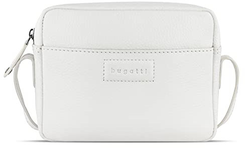 bugatti Elsa kleine Schultertasche mit Reißverschluss, Damen-Umhängetasche in weiß