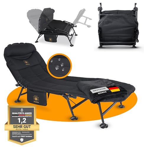 NELIFSA® feldbett klappbar XXL mit integriertem Kissen & Matratze 190x65x30cm [gratis Decke] Klappbett Karpfenliege Campingbett Campingliege Gästebett klappbar Reisebett Erwachsene | Outdoor Camping