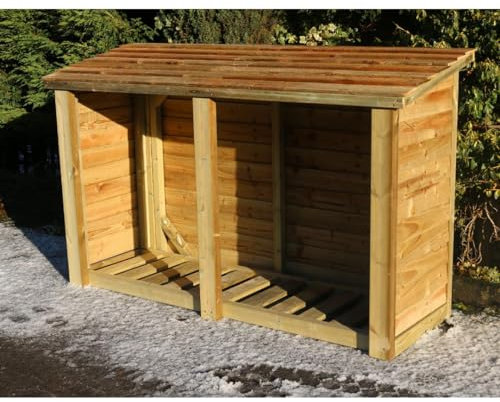 Office Needs Direct Wooden Outdoor Tall Wide Garden Log Store 4ft x 6ft