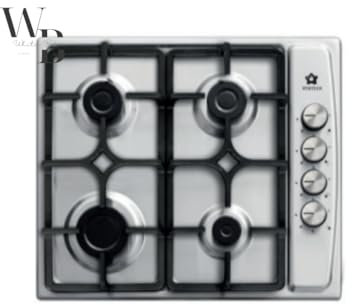 Piano cottura 4 fuochi a gas 60 cm acciaio inox con griglie in ghisa a incasso gpl manopole laterali argento kit ugelli incluso