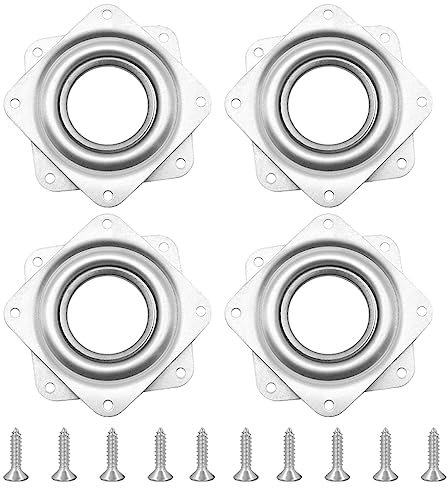 CEEYSEE 4 Stück drehbare Platten, 7,2 x 7,2 cm, Kugellager, 360 Grad, quadratisch, drehbares Kugellager aus Metall, flache Drehung, Lager für Hocker Tisch und Monitor (7,2 x 7,2 cm/360)