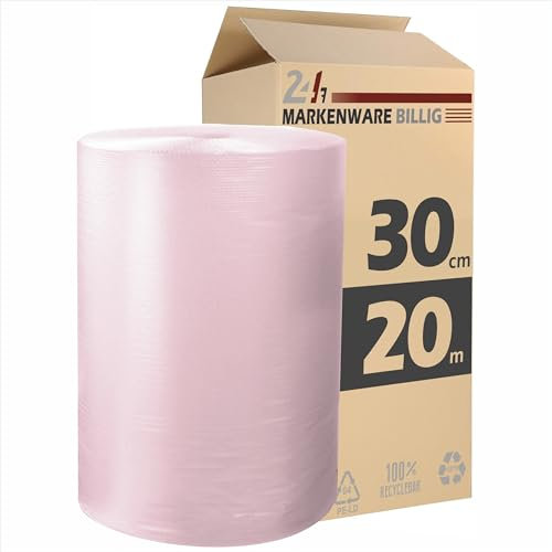 Luftpolsterfolie kleine Rolle 30cm x 20m Noppenfolie - Bubble Wrap Verpackungsmaterial - Polster - Pack - & Verpackungsfolie (1x 30cm x 20m)