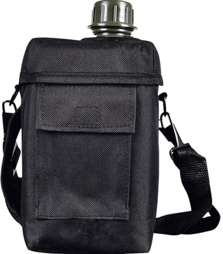 HiyyFloy Bouteille D' Militaire 2l Bouteille D' De Grande Capacité Bouilloire en PVC avec Bandoulière pour Chasse Randonnée Camping