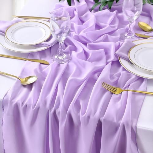 BrillShine Tischläufer Helles Lila Chiffon Dünner Tischläufer 70x300 cm Käsetuch Tischläufer Tischdeko für Hochzeiten Outdoor Geburtstag Party Küchendekor