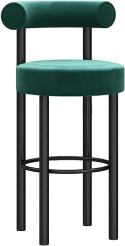 ksxnkhk Barhocker aus Samt mit Fußstütze, grüne Thekenhöhe, Barhocker für Küche, Insel, Pub, Bar, 65 cm Höhe