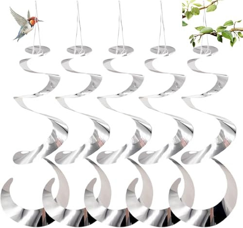 Vogelabwehr Windspiel, Specht Abwehr, Vogelschreck Reflektierend, 12 Stück, Spirale reflektierend Vogelabwehr, Kirschbaumabwehr für Bapour Balkon, Gartendekoration, Abwehr von Eiern