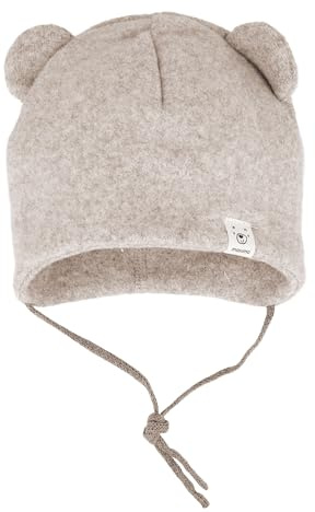 maximo GOTS Baby-Mütze,Baumwollfleece Öhrchen, Bindeband, doppelt