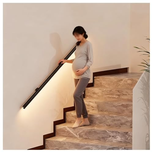 Zfmnoyev LED-Treppengeländer Aus Aluminium, Treppengeländer-Set Mit Auf- Und Abwärtsbeleuchtung, Haltegriff Mit Bewegungssensor Und Beleuchtung Für Flure Und Eingangsbereiche In Villen,(1m/3.3ft)