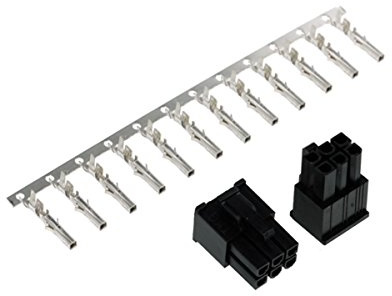 Phobya VGA Power Connector 6Pin Stecker (6-eckig) inkl. 6 Pins - 2 Stück Black Kabel Connector