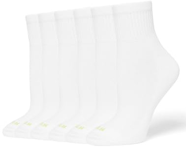 HUE Mini Crew Socks for Women, 6-Pack, White, One Size