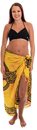 Ciffre Sarong Pareo Wickelrock Strandtuch Tuch Wickeltuch Handtuch Bunte Sommer Muster Set Gratis Schnalle Schließe (Kreuz Orange KK0)