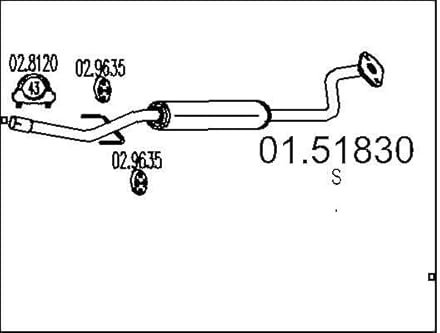 MTS 01.51830 Mittelschalldämpfer Kompatibel mit TOYOTA Yaris Schrägheck P1