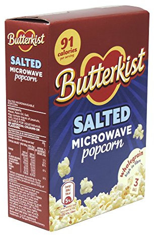 Butterkist Palomitas de maíz saladas para microondas, 3 bolsas de 70 g
