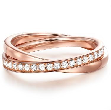 GLANZSTÜCKE MÜNCHEN Damen-Ring Sterling Silber rosévergoldet Zirkonia weiß - Wickelring verschlungener Doppel-Ring mit Zirkonia
