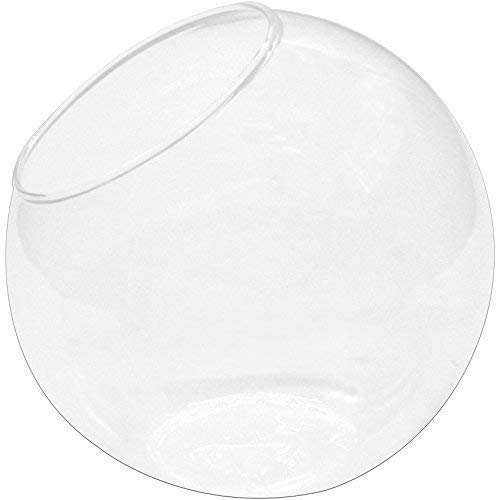 Musykrafties 5.9inch Decorative Round Glass Terrarium Container Pot Bowl, Globe Fish Tank, Slant Cut Opening Candle Holder, Succulent Vase