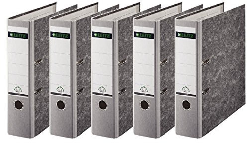 Leitz hochwertiger Ordner 180°, breit | 5er Pack, grau, 1