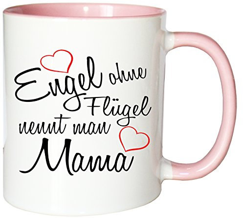 Mister Merchandise Kaffeebecher Tasse Engel ohne Flügel nennt Man Mama Mama Mutter Mutti Mami Kind Muttertag Teetasse Becher Weiß-Rosa