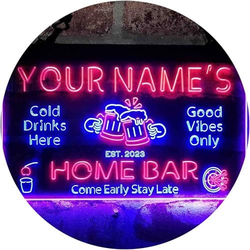 ADVPRO Personalized Your Name Custom Home Bar Beer Established Year Dual Color LED Neon Sign Blue & Red 300mm x 210mm st6s32-p1-tm-br