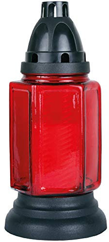 HS Candle Grableuchte aus Glas ca. 24cm (Rot), inklusiv Nachfüllkerze