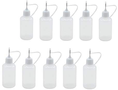 EPRHY 10 Pack Needle Tip Glue Bottle Applicator DIY Quilling Tool Precision Tip Plastic Bottle 10ML