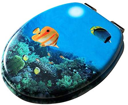 WC Sitz Toilettensitz Toilettendeckel Klodeckel Klobrille mit Absenkautomatik 7 Top Motive (Ocean 607607)