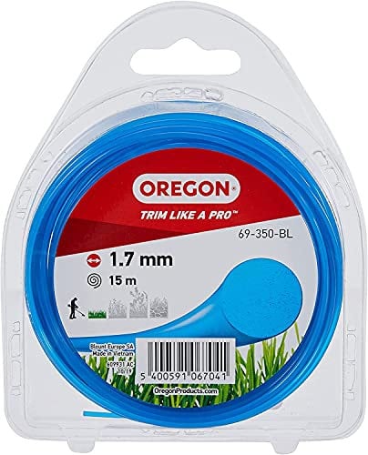 Oregon Blue Round Hilo Redondo para Desbrozadora 1.7mm, Césped, Maleza y Ramas, Hilo de Nylon de Gran Resistencia para Jardinería Compatible con la Mayoría de Modelos Estándar, 1.7mm x 15m (69-350-BL)