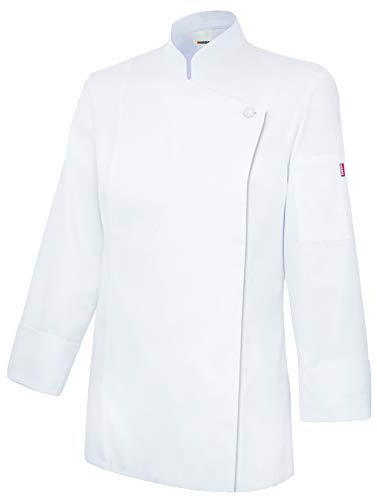 Velilla 405203TC 7 36 Damen Kochjacke mit Reißverschluss, Weiß, Größe 36