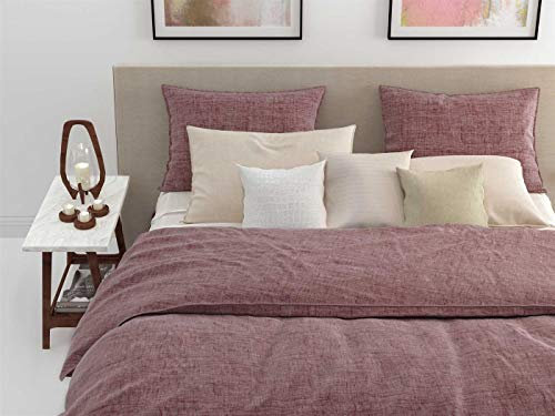 ZO! HOME Cotton Bettwäsche 155x220 cm Lino Ochre Wine Red dunkelrot meliert Uni