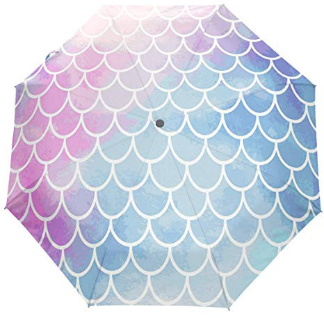 Wamika Galaxy Einhorn-Regenschirm, automatisches Öffnen, Schließen, glänzende Sterne, kompakter Regenschirm, winddicht, UV-Schutz, leichte Sonnenschirme, Sonne und Regen OneSize Meerjungfrauenwaage