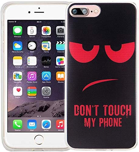König Design Handyhülle kompatibel mit Apple iPhone 8 Plus Silikon Case Hülle Sturzsichere Back-Cover Handyhülle - Don't Touch My Phone Rot Schwarz