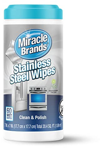 MiracleWipes, Stainless Steel Wipes, Cleaner Wipes for Kitchen and Home Appliances, Including Oven, Refrigerator, Dishwasher, Microwave, Sink, Hood, and Grill, Removes Fingerprints and Smudges,