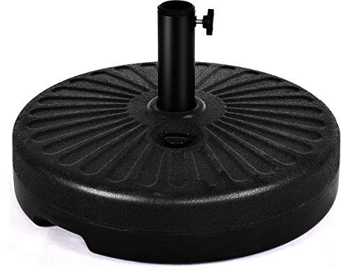 COSTWAY Base per Ombrellone, per Pali da 38-48mm, Base Ombrellone in Plastica e Ferro, 23L, 51x51x13cm, Nero