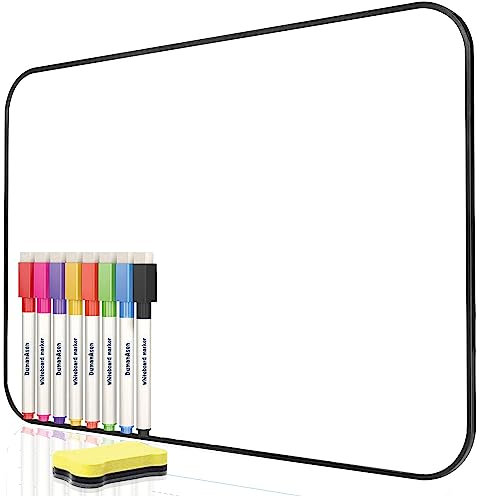 Dry Erase Whiteboard, DumanAsen Double Sided White Board with whiteboard pens and Eraser for School, Home, Office, Remote Learning (Black, 42cm*30cm)