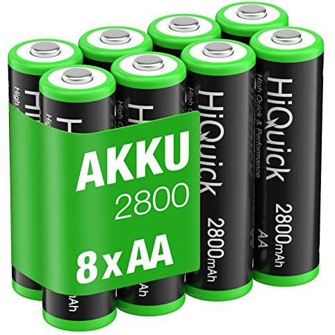 HiQuick AA Akku, NI-MH Mignon AA 2800mAh Akku, wiederaufladbare 1,2V AA batterien, 8 x Mignon AA