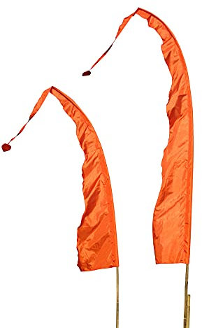 DEKOVALENZ Banderas de Bali Tela Wave con Punta en Forma de Corazón, Longitudes, Longitud:3 Meter, Color:Naranja