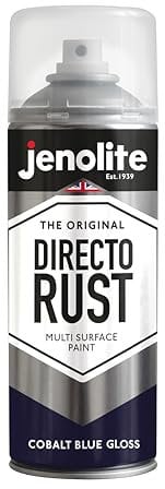 JENOLITE Directorust Vernice Aerosol Lucida | BLU COBALTO | Vernice spray multisuperficie | Per l'uso su legno, metallo, plastica, ceramica e superfici arrugginite | 400ml | RAL5013