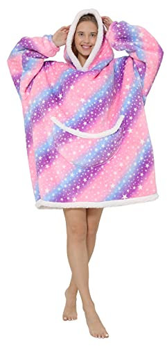 Zhiwei Hoodie Sweatshirt, Damen Kapuzenpullover, Sherpa Sweatshirt Decke, Wearable Sweatshirt Blanket, Super weich und bequem für Erwachsene