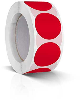 Round Stickers Red 25 mm Circle Labels Colour Coding Dot Vinyl Floor Sticker Waterproof Removable Roll of 500
