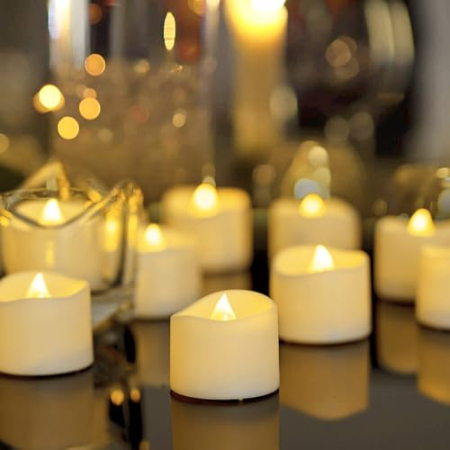 Homemory 48-Pack Novelty Flickering Flameless Tea Light Candles, 200+ Hours