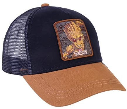 Kappe mit Gewölbtem Schirm Groot - Schwarz und Braun - Für Erwachsene Passend - Mit Gesticktem Figurenaufnäher - Cap mit Verstellbarem Rückenverschluss - Original Produkt in Spanien Designed