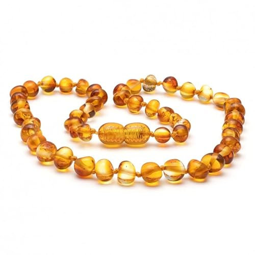 Premium Bernsteinkette | Rohbernsteinkette | 13 Farben | 3 Größen | Höchste Qualität | Baltischer Bernstein | Choker Halskette | Bernsteinschmuck (38 cm, Honey)