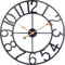 Wanduhr Große 60cm, Europäische Industrie Vintage Dekor Wanduhren, Leise Ohne Tickgeräusche Metall Uhr, Retro Wanduhr für Wohnzimmer, Küche, Schlafzimmer, Büro - Schwarz