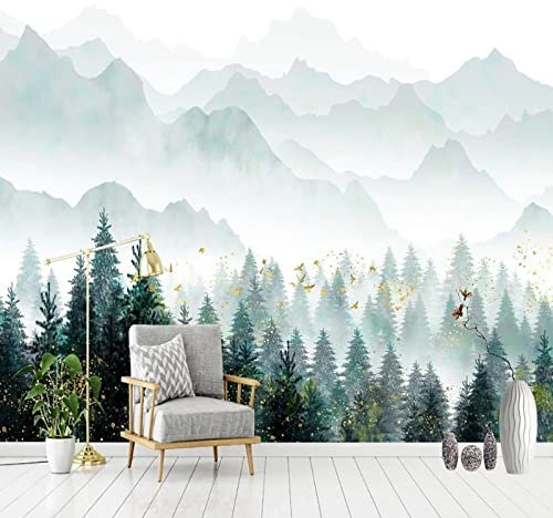XTSWallpaper Fumée Arbres Paysages 360X250Cm Papier Peint Photo 3D Optique Trompe L Oeil | Déco Mural Tableaux Muraux Photo Mural Décor Motif Poster Géant Stickers Muraux Optique Fond Effet